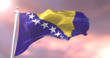Yavaş günbatımı, döngü içinde Bosna-Hersek bayrak sallayarak, Rüzgar