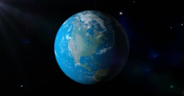 Jorden Planet Roterar Dess Egen Bana Yttre Rymden Loop — Stockvideo