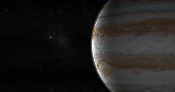 Πλανήτη Δία Και Σελήνης Europa Κατά Διάστημα — Αρχείο Βίντεο