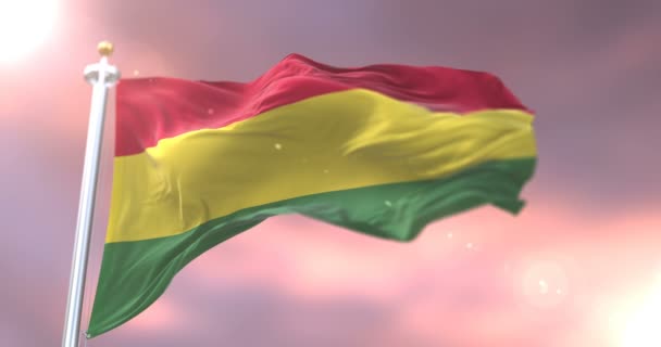 Bolivia Flag Waving Wind Slow Sunset Loop — Stock Video