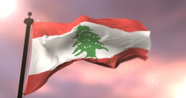 Flaga Libanu Wiatr Zachodzie Słońca Pętlę Powolne — Wideo stockowe