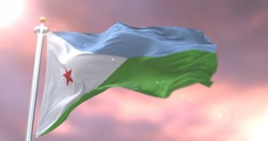 Yavaş, döngü içinde gün batımında, Cibuti sallayarak bayrak Rüzgar