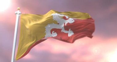 Yavaş günbatımı, döngü içinde Bhutan bayrağı sallayarak, Rüzgar