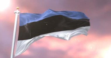 Yavaş, döngü içinde gün batımında, Estonya sallayarak bayrak Rüzgar