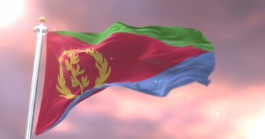 Yavaş, döngü içinde gün batımında, Eritre sallayarak bayrak Rüzgar