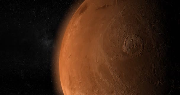 Permukaan Planet Mars Dengan Olympus Mons Mengorbit Luar Angkasa — Stok Video