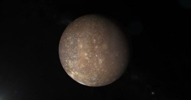 Callisto, Jüpiter in uydusu, uzayda kendi yörüngesinde dönen. Döngü