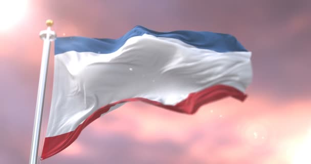 Bandera República Crimea Ondeando Viento Atardecer Bucle — Vídeo de stock