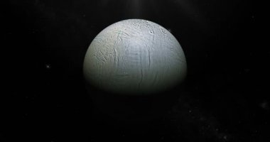 Enceladus, Satürn ün ay, uzayda kendi yörüngesinde dönen. Döngü