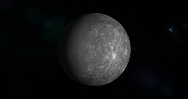Planète Mercure Tourne Sur Propre Orbite Dans Espace Boucle — Video