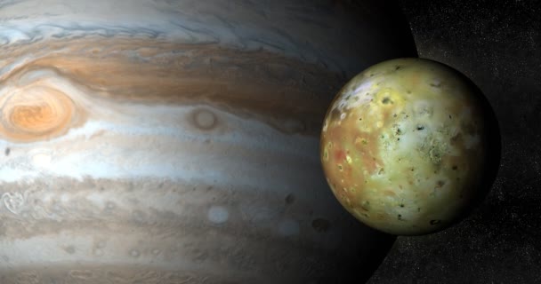 木星行星和卫星 在太空中旋转 — 图库视频影像