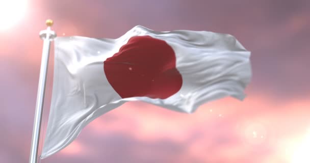 Bandera Japón Ondeando Viento Lentamente Atardecer Bucle — Vídeo de stock