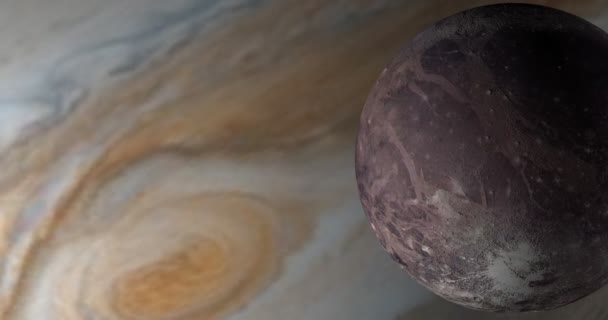 Jupiter Bolygó Műholdas Ganümédész Világűrben — Stock videók