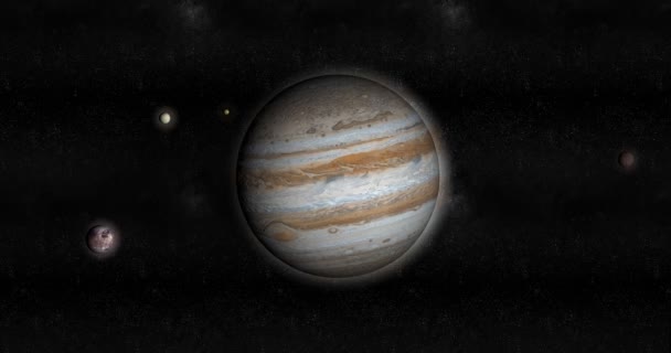 Planeta Júpiter Satélites Galileanos Orbitando Alrededor — Vídeos de Stock