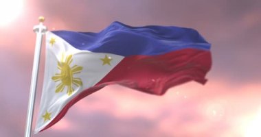 Yavaş günbatımı, döngü içinde sallayarak Filipinler bayrağı Rüzgar