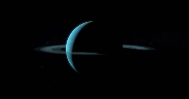 Планета Уран Кольца Открытом Космосе — стоковое видео