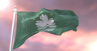 Yavaş, döngü içinde gün batımında, Macau sallayarak bayrak Rüzgar