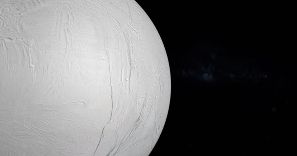 Енцелад Супутник Сатурна Обертається Космічному Просторі Елементи Цього Зображення Облицьовані — стокове відео