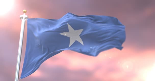 Прапор Сомалі Розмахуючи Вітер Повільно Захід Сонця Петля — стокове відео