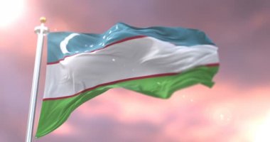 Yavaş günbatımı, döngü içinde Özbekistan bayrak sallayarak, Rüzgar