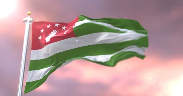 Abkhazia Flag Waving Wind Slow Sunset Loop — Stock Video