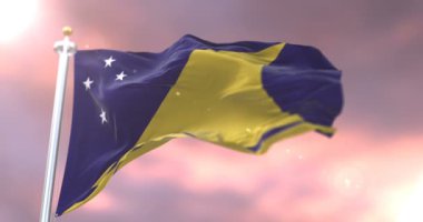 Yavaş günbatımı, döngü içinde Tokelau bayrak sallayarak, Rüzgar