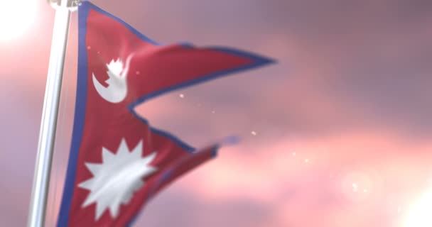 Nepal Flagge Weht Bei Wind Langsamen Sonnenuntergang Schleife — Stockvideo