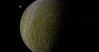 Severals ay ile uzayda etrafında dönen Rhea, Saturn V, uydu