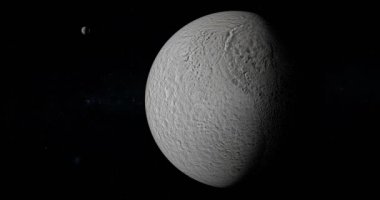 Uzayda etrafında dönen Tethys, Satürn ün ay, uydu