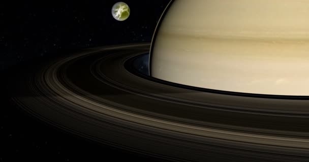 Dione Maan Van Saturnus Een Baan Rond Planeet Saturnus — Stockvideo