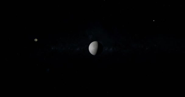 Tethys Rhea Dione Saturnova Měsíce Kosmickém Prostoru — Stock video