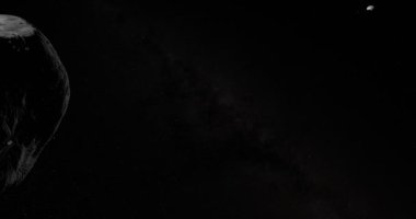 Uydu Phobos, ben ile uzayda etrafında dönen Deimos, ay Mars arka plan