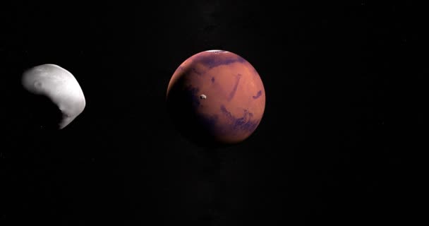 Marsjanie Satelity Fobos Deimos Orbicie Wokół Planety Mars — Wideo stockowe