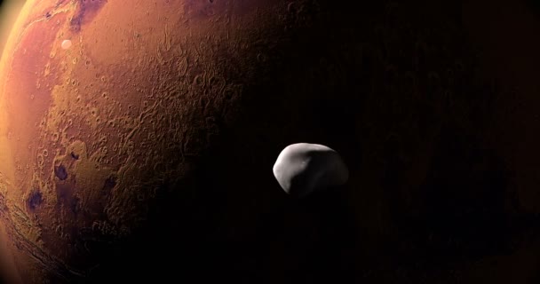 Марсианин Луны Деймос Марс Вращается Вокруг Планеты Марс — стоковое видео