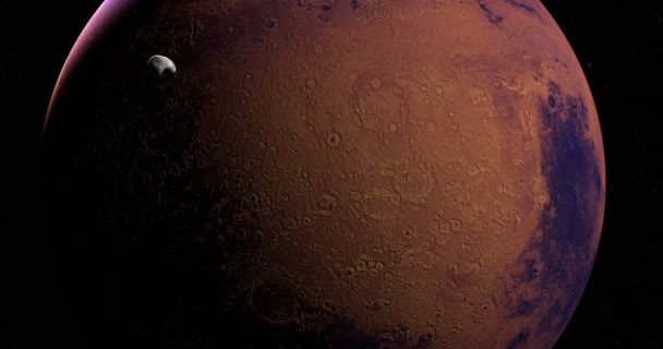 Satélite Marciano Deimos Marte Orbitando Torno Planeta Marte — Vídeo de Stock