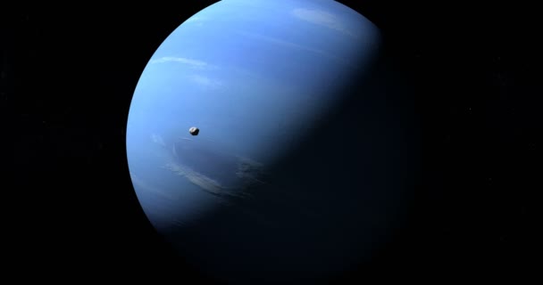 海王星の惑星 海王星の惑星の周りを周回の内側の衛星プロテウス月 — ストック動画