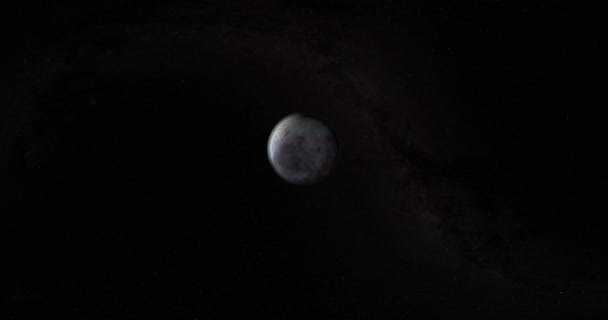 衛星トリトン 海王星の惑星 宇宙空間での月に向かって — ストック動画