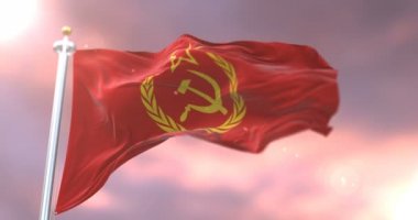 Rüzgar günbatımı, döngü de sallıyor Urss Cccp Sovyetler Birliği bayrağı