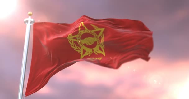 Flag Warsaw Pact Waving Wind Sunset Loop Stock Ianm36 Flag Warsaw Pact Waving Wind Sunset