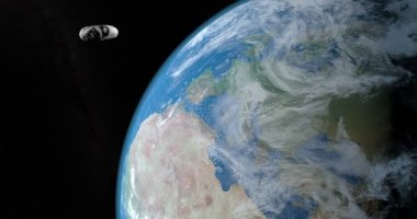 Eros göktaşı uzayda yakınındaki Dünya gezegeni geçen yörüngede