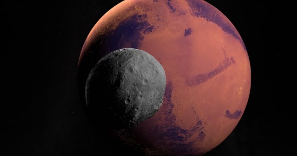 Planetoïde Vesta Ruimte Als Het Een Baan Mars Passeert — Stockvideo