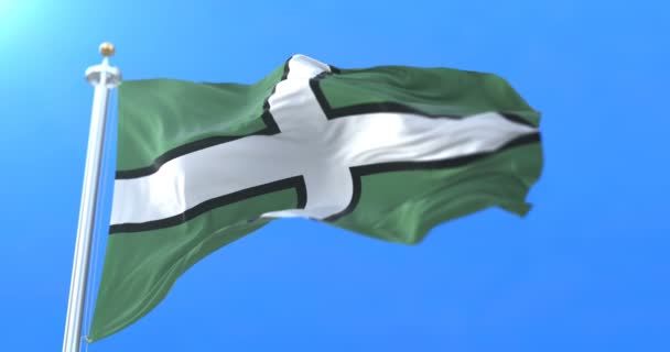 Flagge Der Kreisstadt Von Devon Oder Devonshire England Schleife — Stockvideo