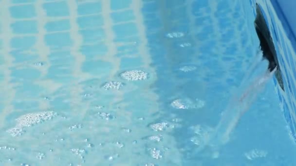 Water Falling Jet Filling Small Summer Pool — Stock Video