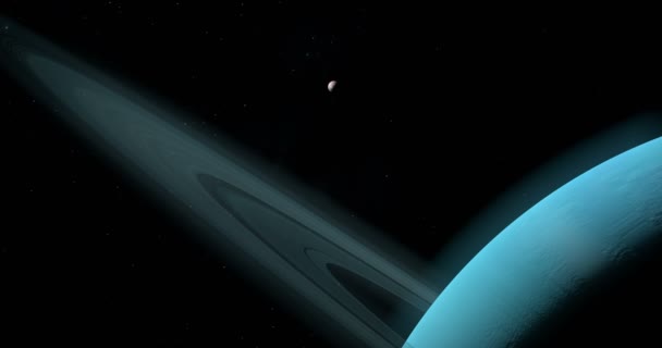 Satellite Ariel Urano Orbita Attorno Pianeta Urano Suoi Anelli — Video Stock