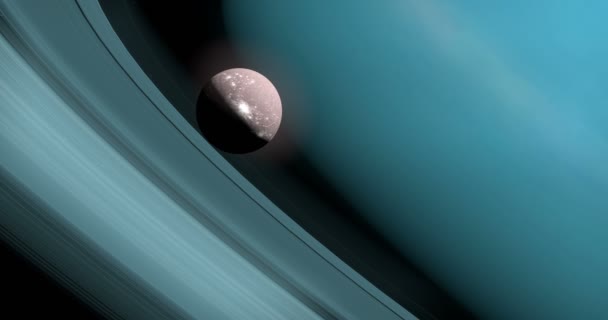 Ariel Urano Orbitando Entre Anéis Planeta Urano — Vídeo de Stock