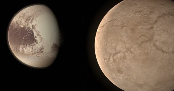 Charon Eller Pluto Naturliga Satellit Som Kretsar Kring Dvärg Planet — Stockvideo