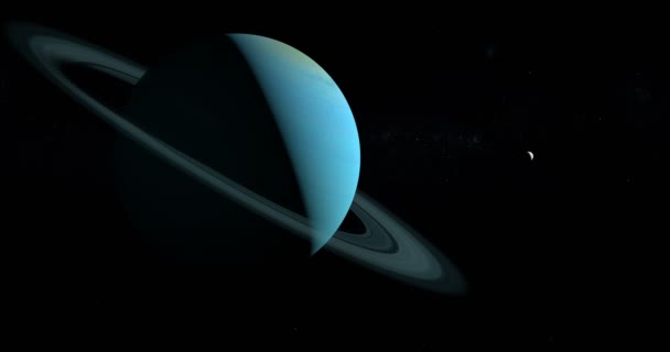 Miranda Hold Uránusz Uránusz Bolygó Körül Kering Világűrben — Stock videók
