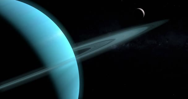 Satellite Miranda Uranus Orbite Autour Planète Uranus Dans Espace — Video