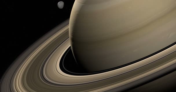 Janus Satelitą Orbicie Wokół Planety Saturn — Wideo stockowe