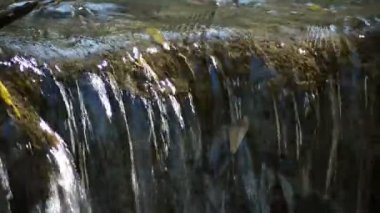 Küçük bir şelale içinde çalışan saf dağ su